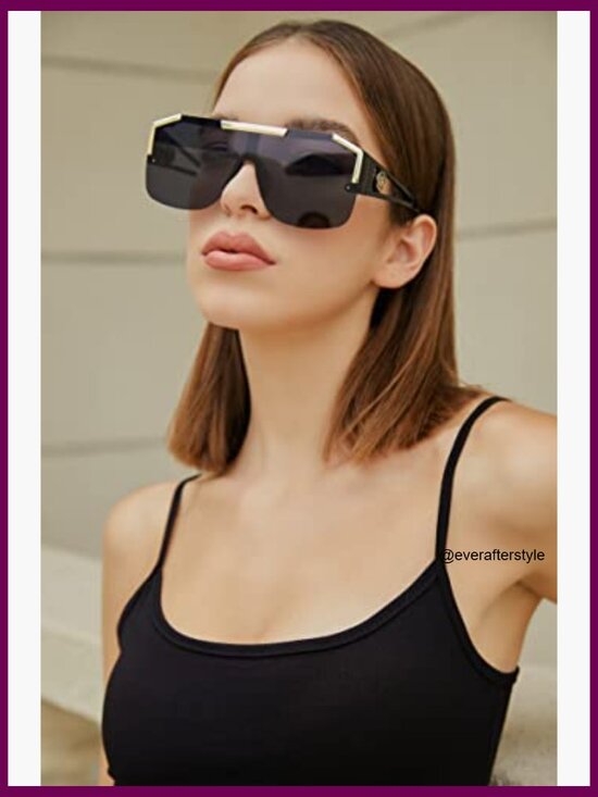Square Oversized Shield Sunglasses with UV400 Protection main image 5